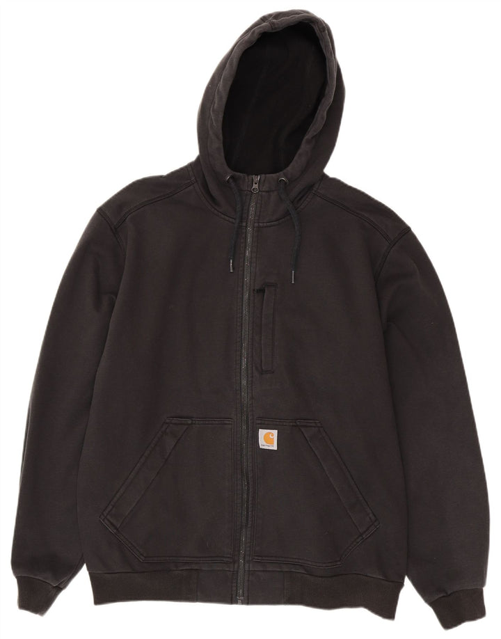 Carhartt Mens Relaxed Fit Zip Hoodie Sweater Large Black Polyester