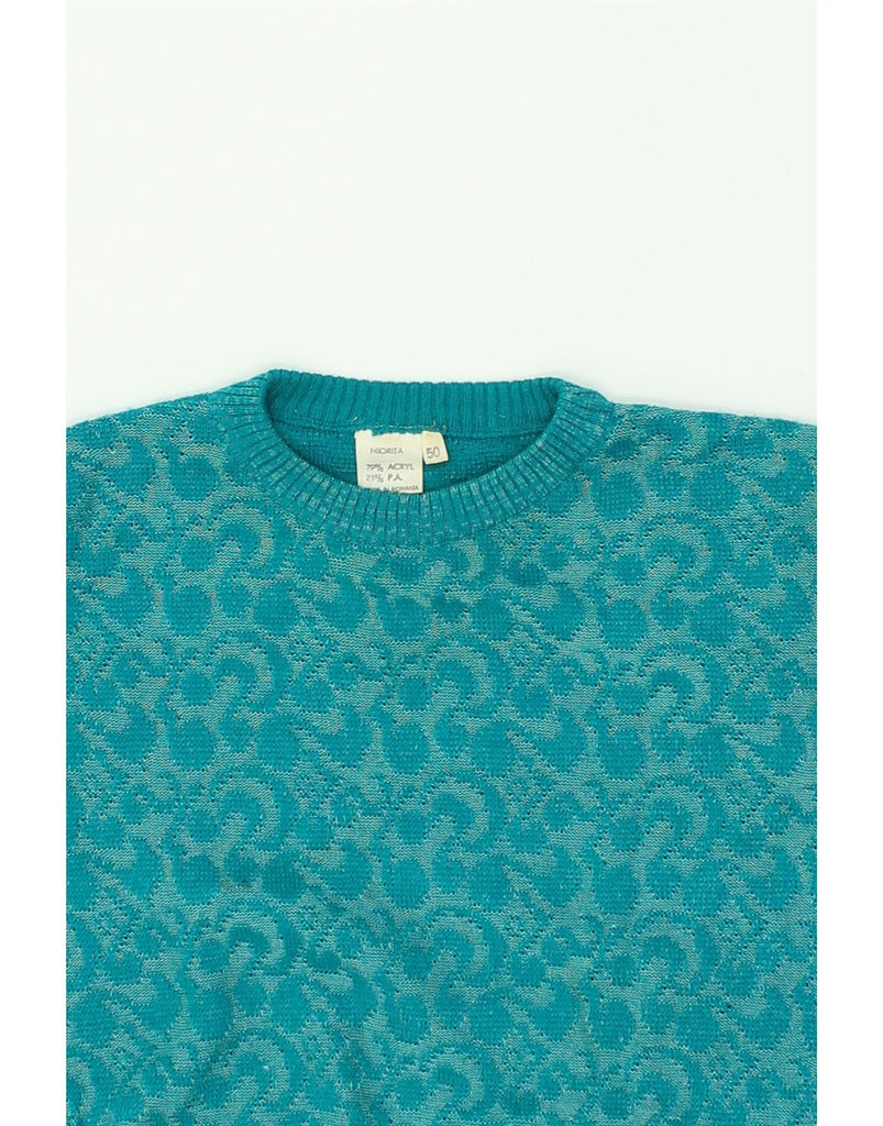 VINTAGE Womens Crew Neck Jumper Sweater IT 50 Medium Turquoise Paisley | Vintage Vintage | Thrift | Second-Hand Vintage | Used Clothing | Messina Hembry 