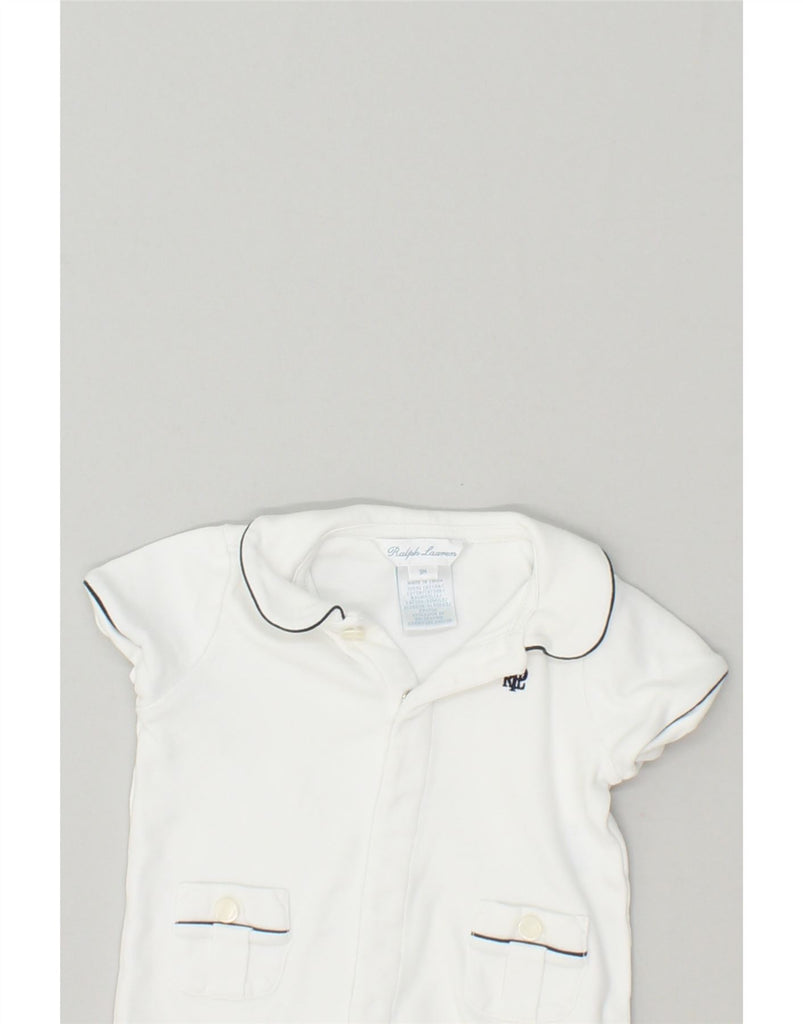 POLO RALPH LAUREN Baby Boys Playsuit 0-3 Months White Cotton | Vintage Polo Ralph Lauren | Thrift | Second-Hand Polo Ralph Lauren | Used Clothing | Messina Hembry 