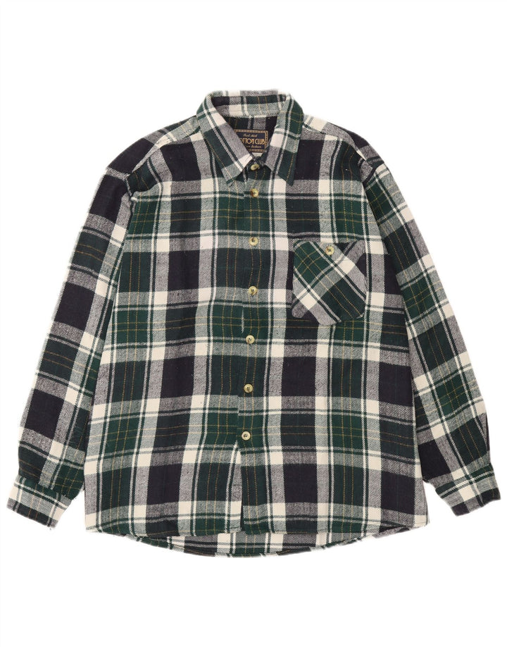 COTTON CLUB Mens Flannel Shirt XL Green Check