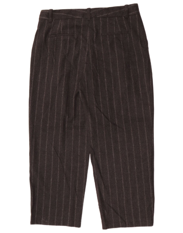 Zara Womens Crop Tapered Suit Trousers Large W30 L26 Grey Pinstripe