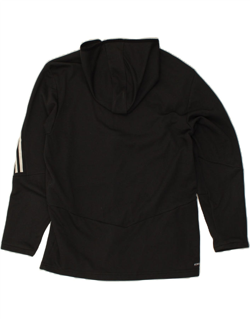 ADIDAS Womens Aeroready Zip Hoodie Sweater UK 16 Large Black Polyester | Vintage Adidas | Thrift | Second-Hand Adidas | Used Clothing | Messina Hembry 