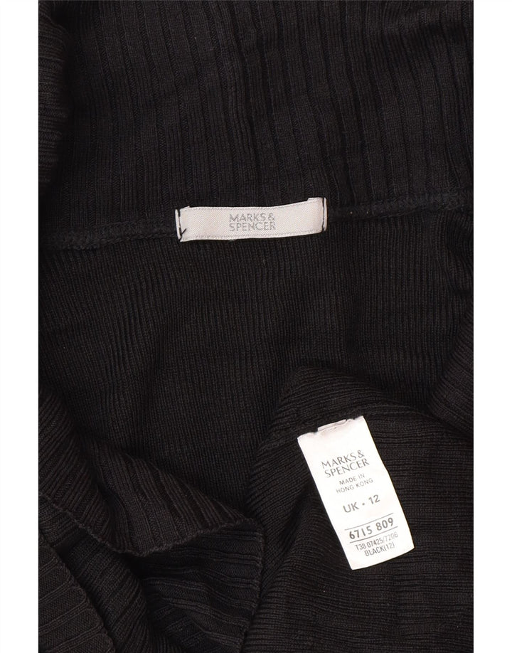 Marks & Spencer Womens Cardigan Sweater UK 12 Medium  Black Acrylic