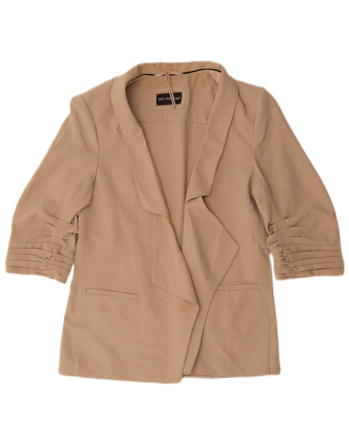 Marks & Spencer Womens 3/4 Sleeve Blazer Jacket UK 12 Medium Beige