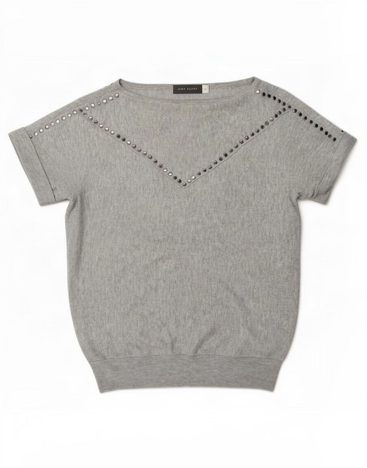 MINT VELVET Womens Oversized Blouse Top UK 6 XS Grey Flecked Polyester