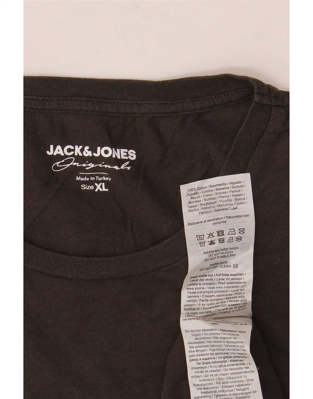 Jack & Jones Mens Graphic T-Shirt Top XL Grey Cotton