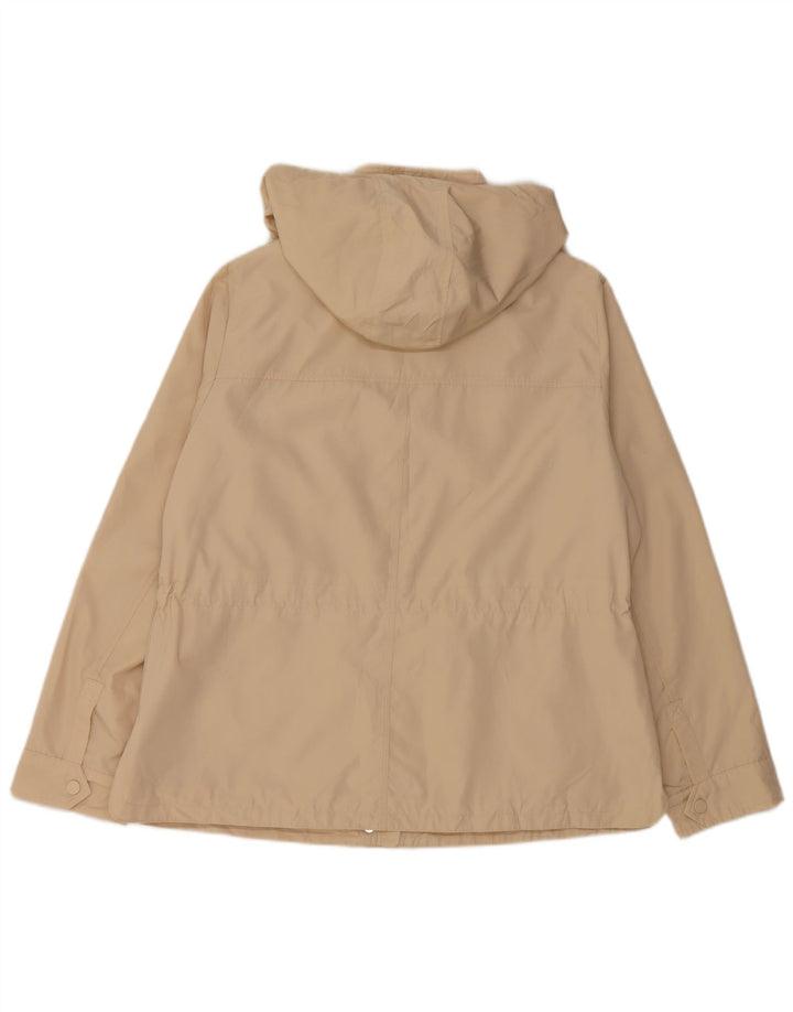 Marks & Spencer Womens Hooded Rain Jacket UK 16 Large Beige Polyester