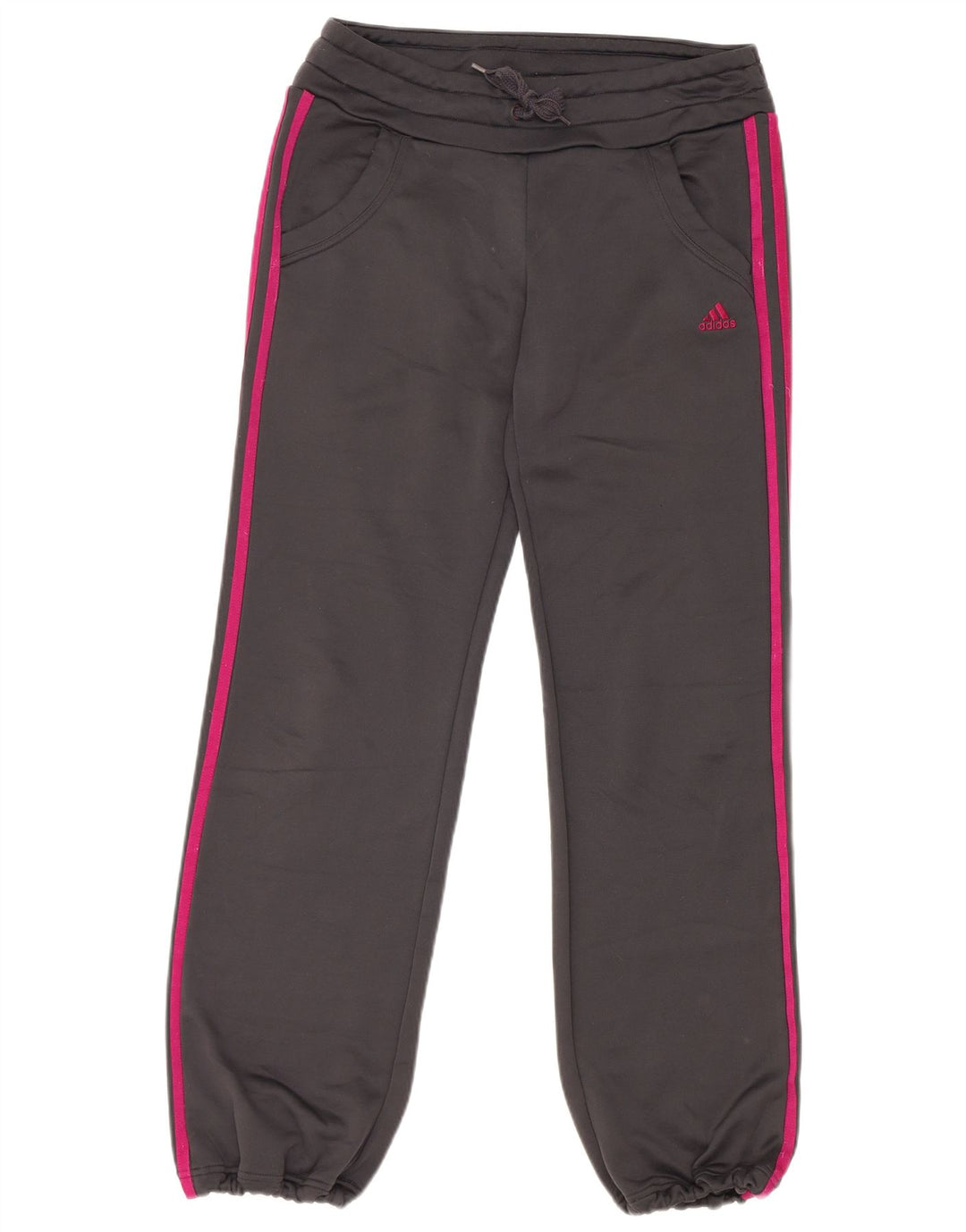 Adidas Womens Tracksuit Trousers Joggers UK 12 Medium  Grey Polyester