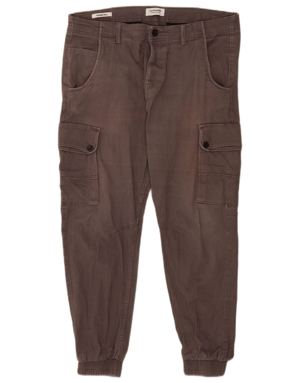 Jack & Jones Mens Paul Tapered Joggers Cargo Trousers W36 L27 Grey Cotton