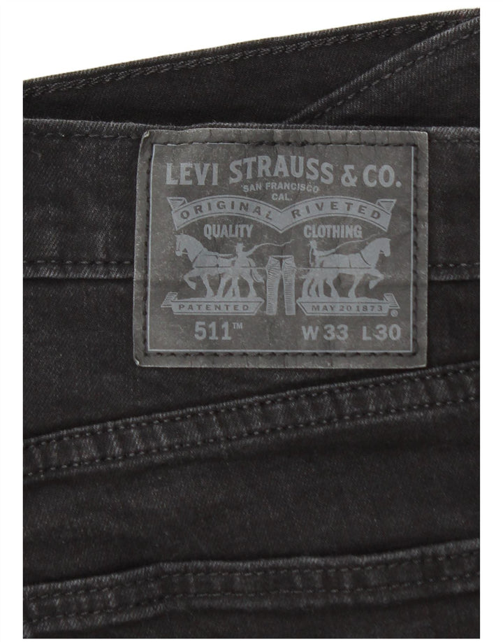 Levi's Mens 511 Slim Jeans W33 L26 Black Cotton