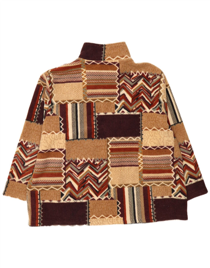 Vintage Mens Fleece Jacket EU 56 3XL Multicoloured Patchwork Polyester