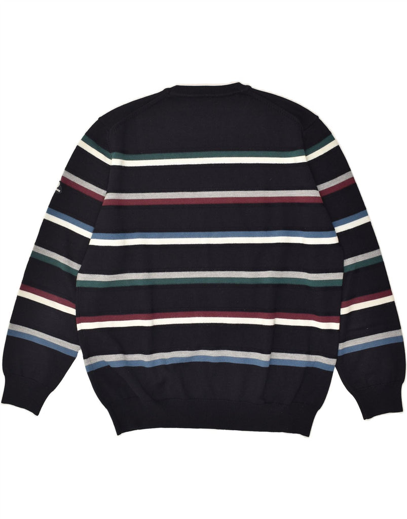 NAVIGARE Mens Crew Neck Jumper Sweater 3XL Black Striped Merino Wool | Vintage Navigare | Thrift | Second-Hand Navigare | Used Clothing | Messina Hembry 