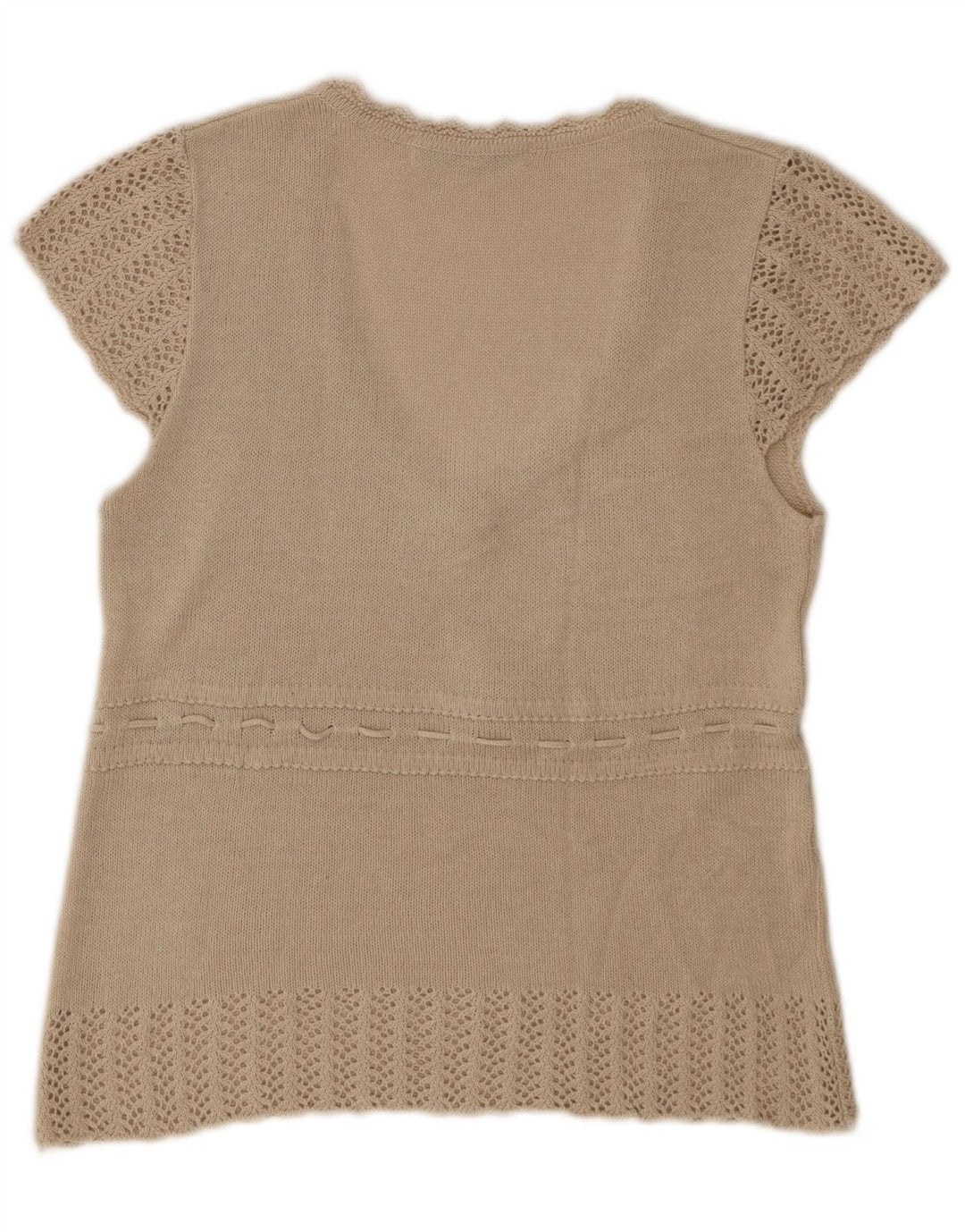 Zara Womens Vest Tank Top UK 12 Medium Beige Acrylic