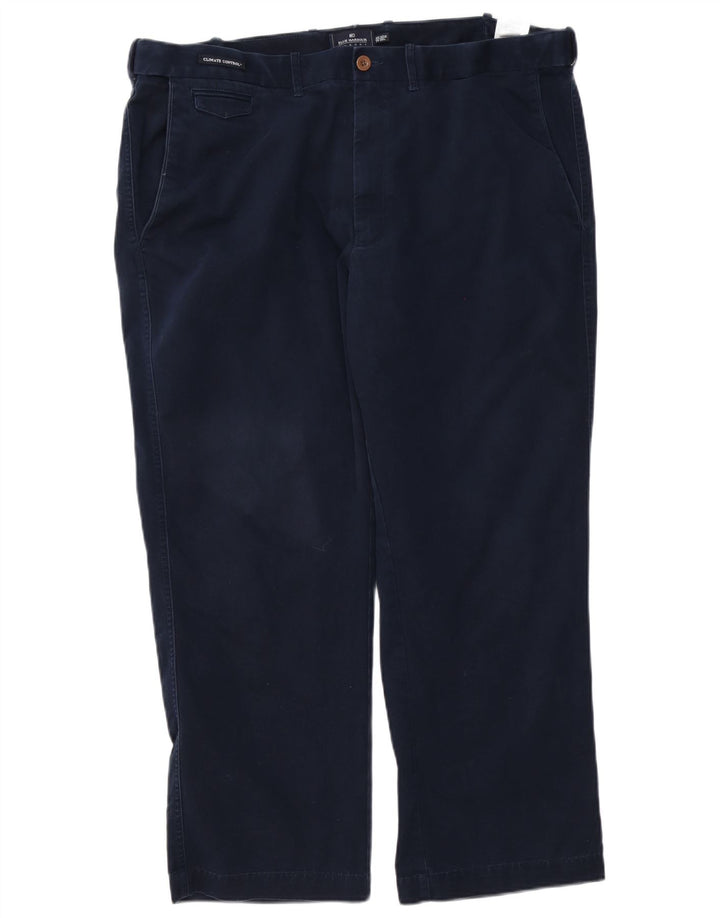 Marks & Spencer Mens Blue Harbour Straight Chino Trousers W42 L29 Navy