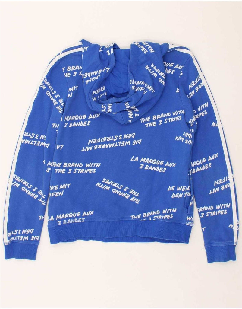 ADIDAS Womens Graphic Hoodie Jumper UK 12 Medium Blue Cotton Vintage Adidas and Second-Hand Adidas from Messina Hembry 