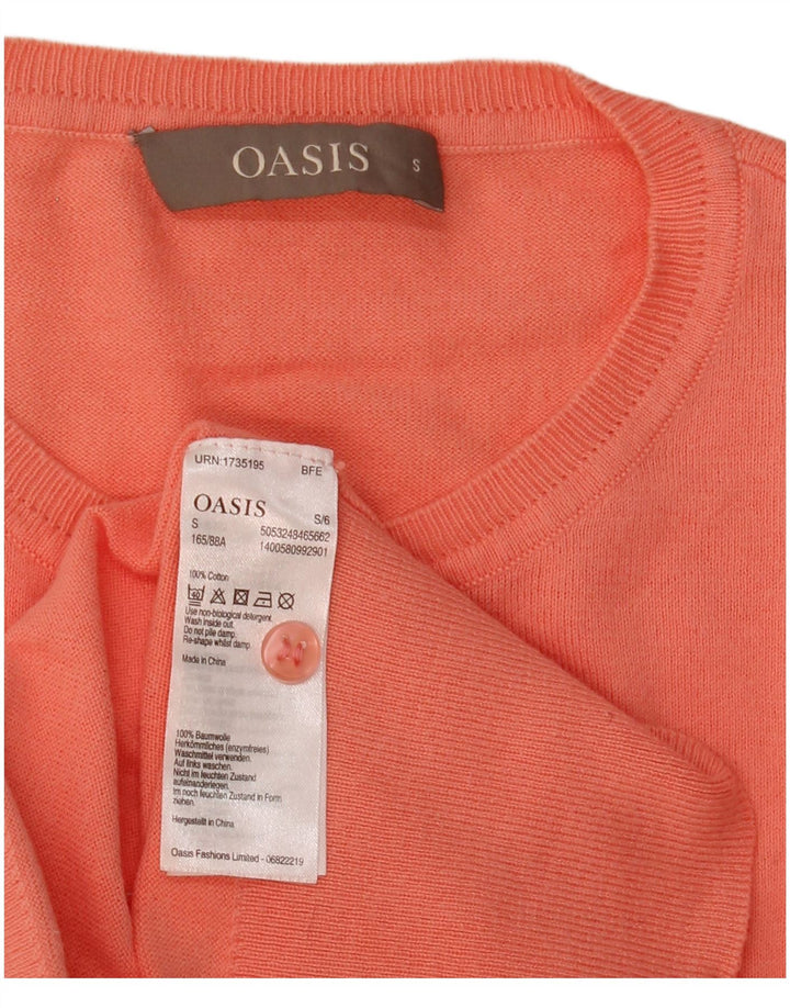 Oasis Womens Cardigan Sweater UK 10 Small Orange Cotton