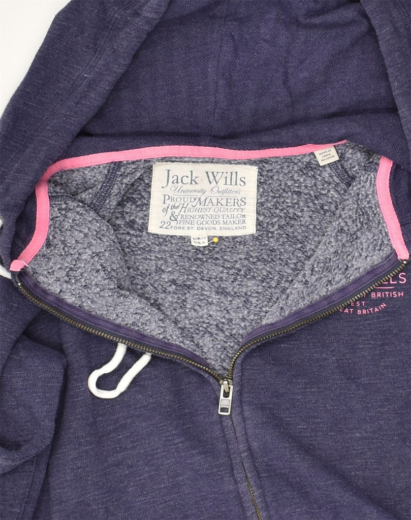 JACK WILLS Womens Zip Hoodie Sweater UK 12 Medium Navy Blue Cotton | Vintage Jack Wills | Thrift | Second-Hand Jack Wills | Used Clothing | Messina Hembry 