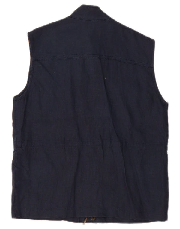 ALVIERO MARTINI Womens Crop Utility Gilet UK 6 XS Navy Blue Colourblock