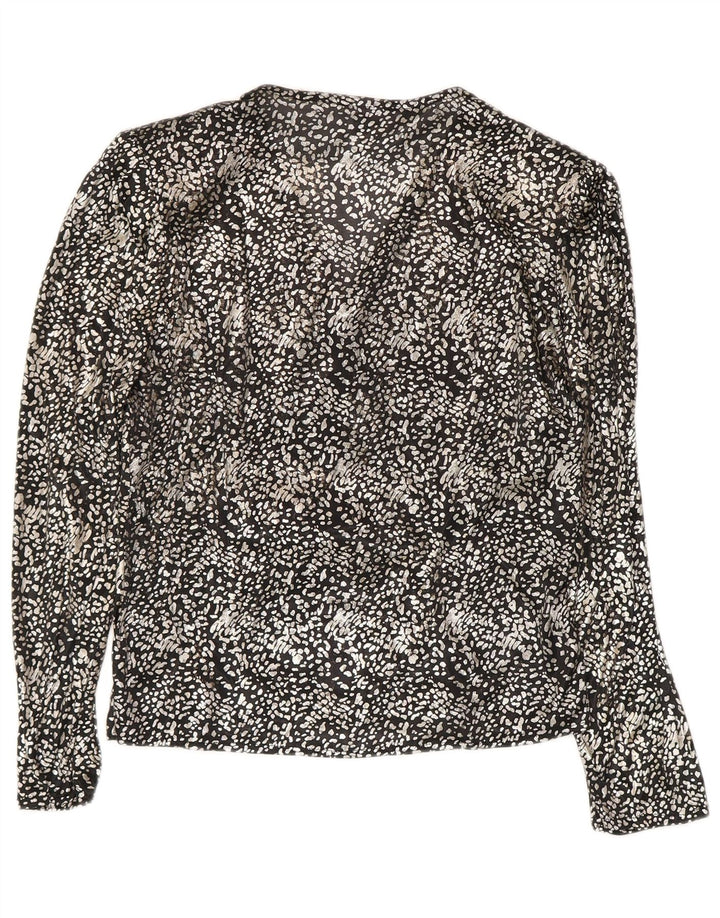 C & A Womens Long Sleeve Blouse Top EU 40 Medium Black Animal Print