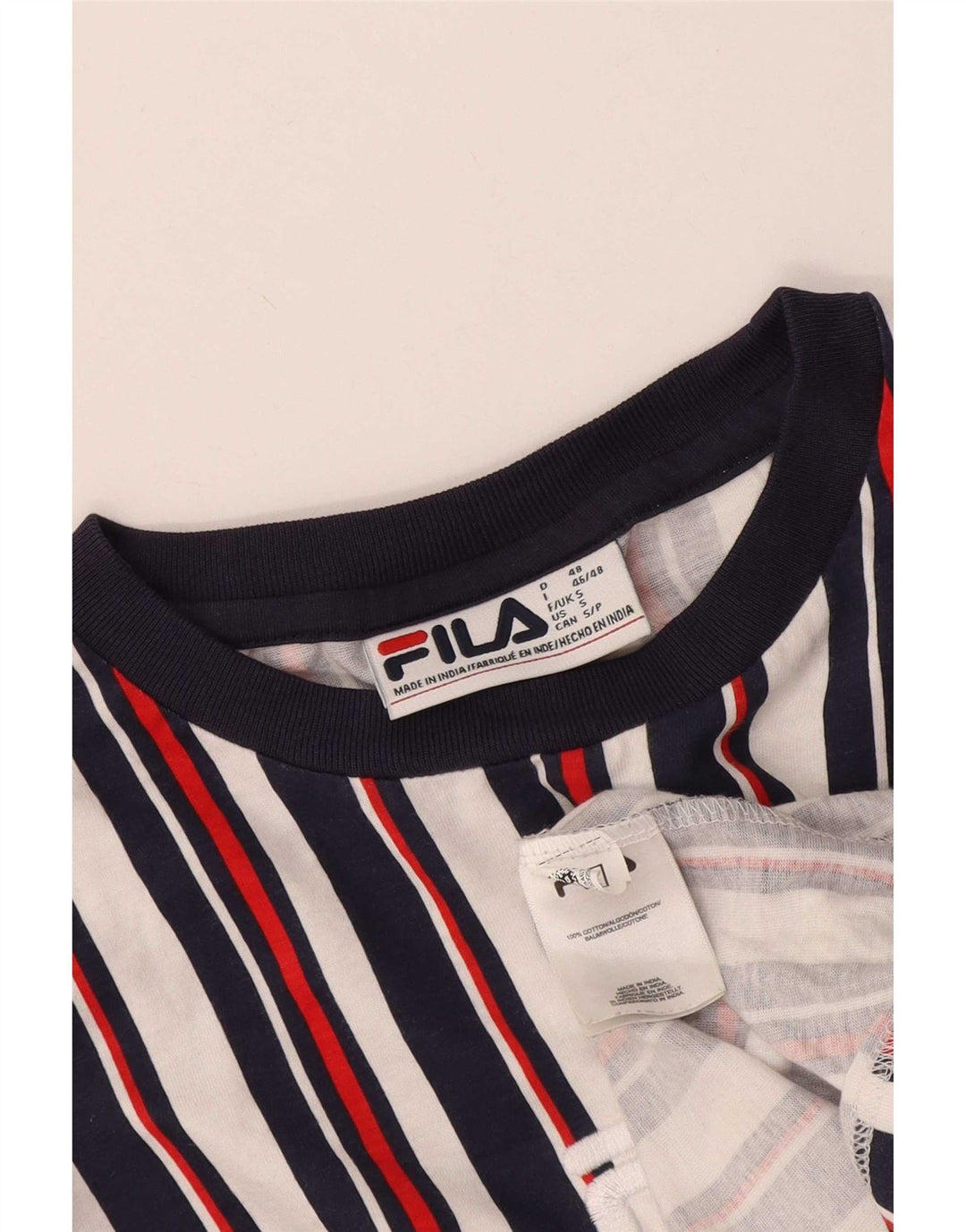 Fila Mens Graphic T-Shirt Top Small Multicoloured Striped Cotton