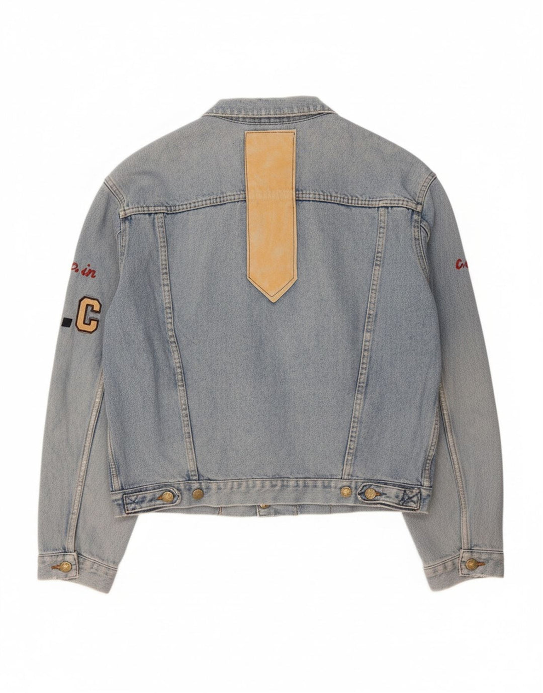 UNIFORM Mens Graphic Denim Jacket UK 38 Medium Blue