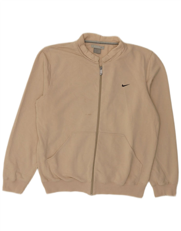 NIKE Mens Tracksuit Top Jacket UK 39/41 Medium Beige Cotton