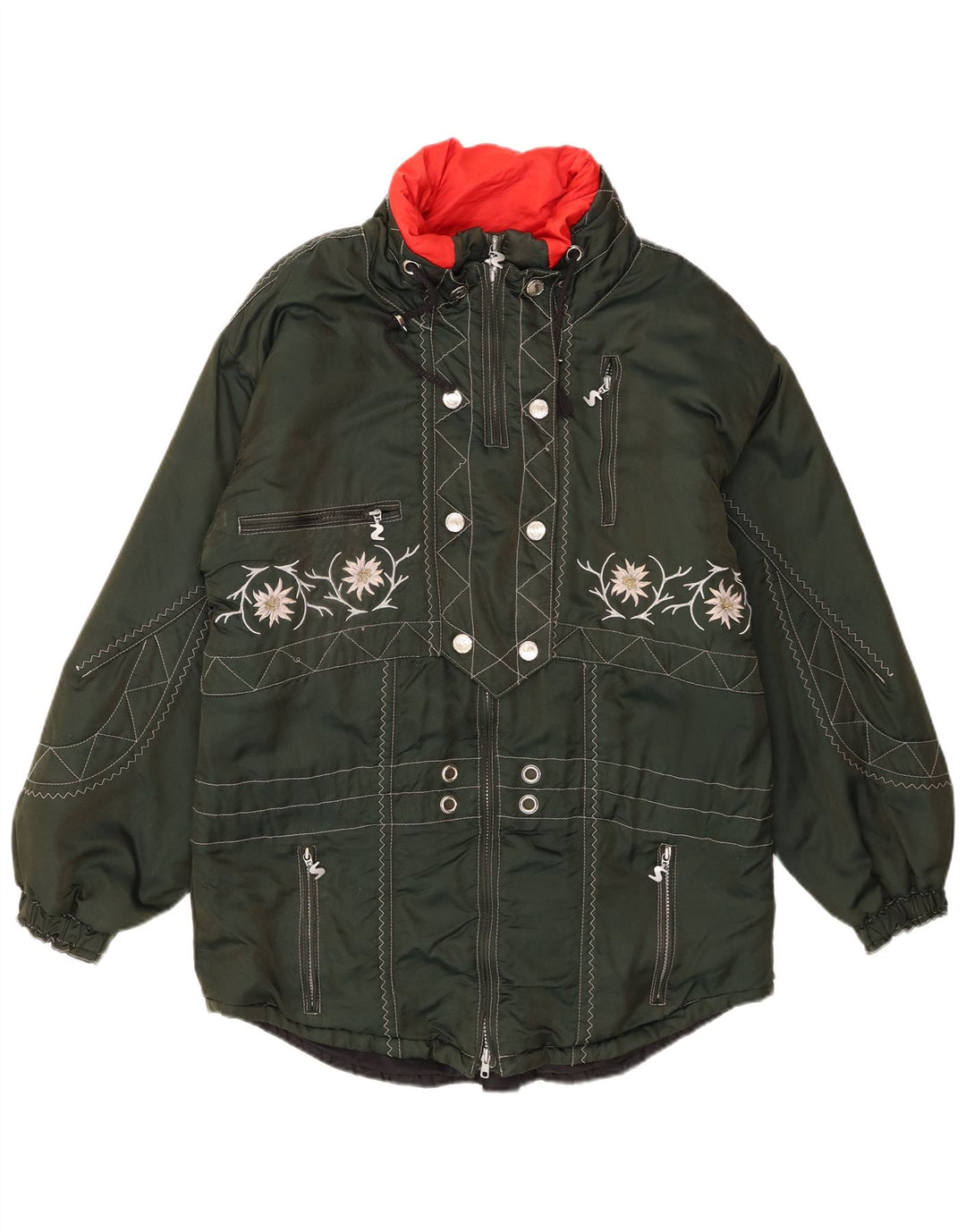 Sportalm Womens Graphic Oversized Ski Jacket EU 38 Medium Green Floral