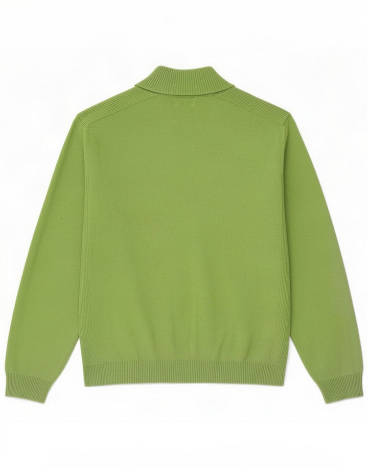 Massimo Dutti Mens Button Neck Jumper Sweater 2XL Green Cotton