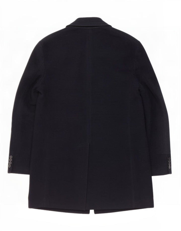 French Connection Mens Overcoat UK 40 Large Navy Blue Wool