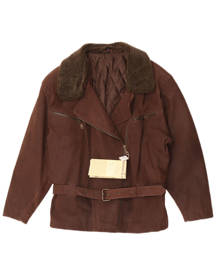 Front Line Womens Suede Jacket EU 44 XL Brown Leather