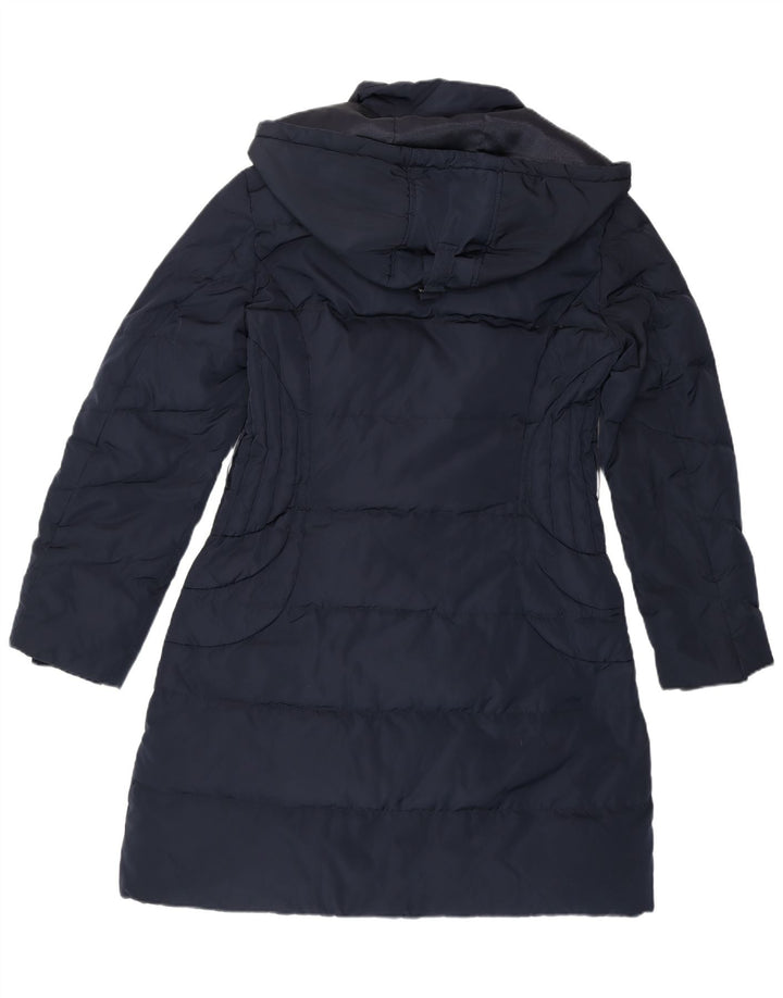 MONSOON Womens Hooded Padded Coat UK 14 Medium Navy Blue Polyester