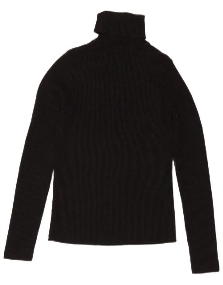 Zara Womens Roll Neck Blouse Top UK 12 Medium Black Viscose