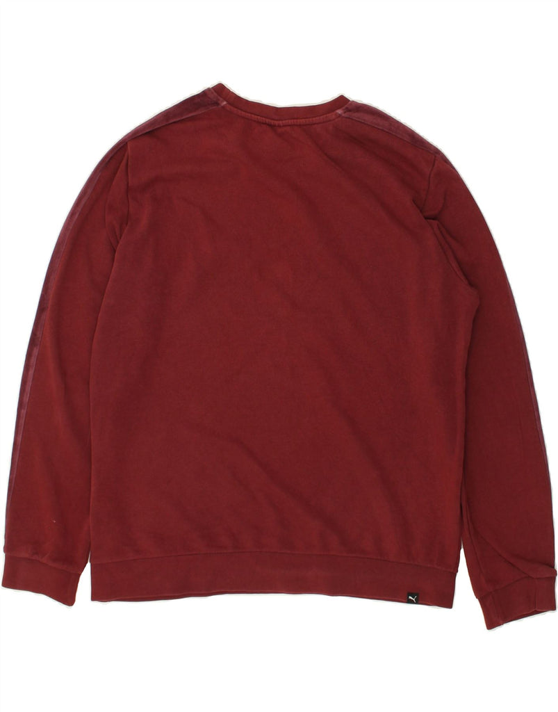 PUMA Mens Graphic Sweatshirt Jumper Medium Maroon Cotton | Vintage Puma | Thrift | Second-Hand Puma | Used Clothing | Messina Hembry 