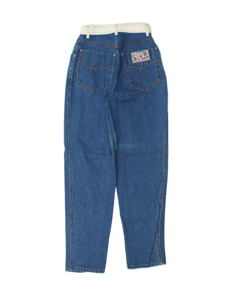 TOGETHER Womens Graphic Tapered Jeans UK 8 Small W24 L31  Blue Floral Vintage Together and Second-Hand Together from Messina Hembry 