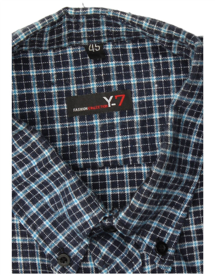 Vintage Mens Flannel Shirt Size 45 XL Blue Check