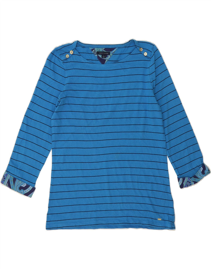 TOMMY HILFIGER Womens Top 3/4 Sleeve UK 12 Medium Blue Striped Cotton Vintage Tommy Hilfiger and Second-Hand Tommy Hilfiger from Messina Hembry 