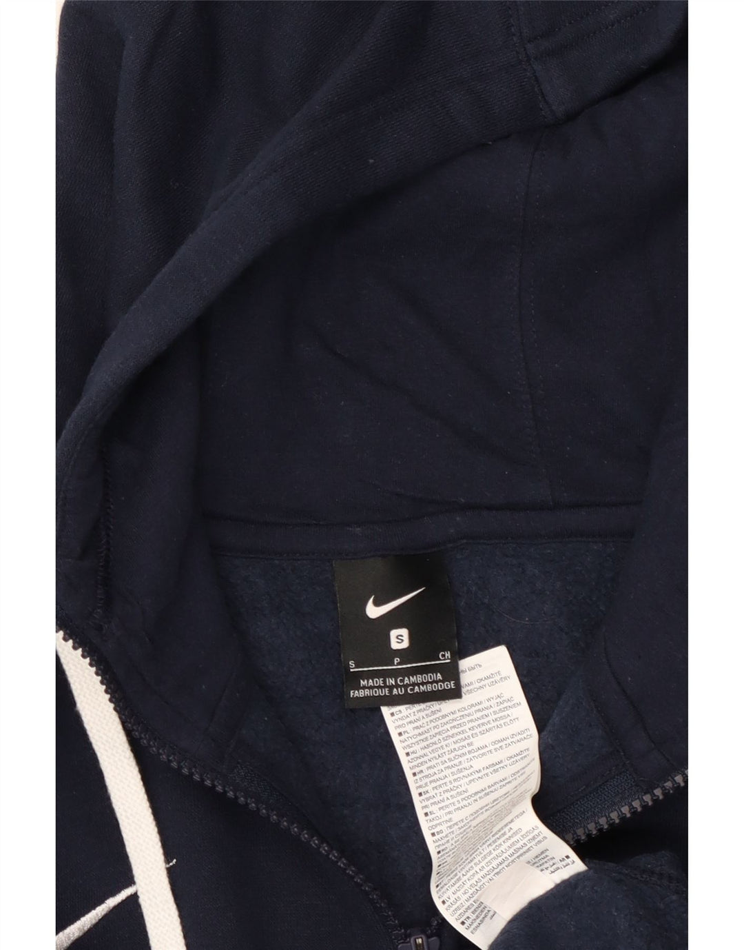 NIKE Mens Zip Hoodie Sweater Small Navy Blue Cotton