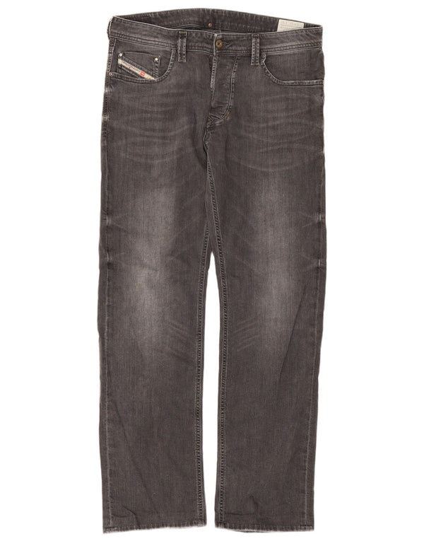 Diesel Mens Larkee Regular Straight Jeans W34 L32 Grey Cotton