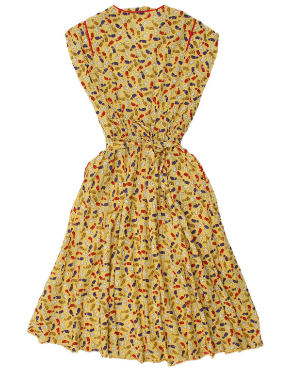 Vintage Womens Abstract Pattern Maxi Dress IT 46 Large Yellow