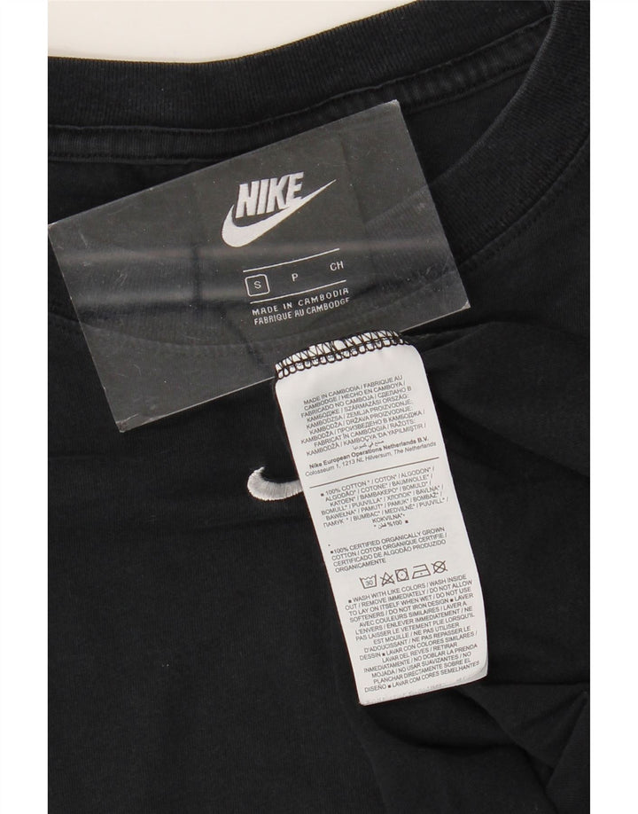 NIKE Womens Crop Oversized T-Shirt Top UK 10 Small Black Cotton