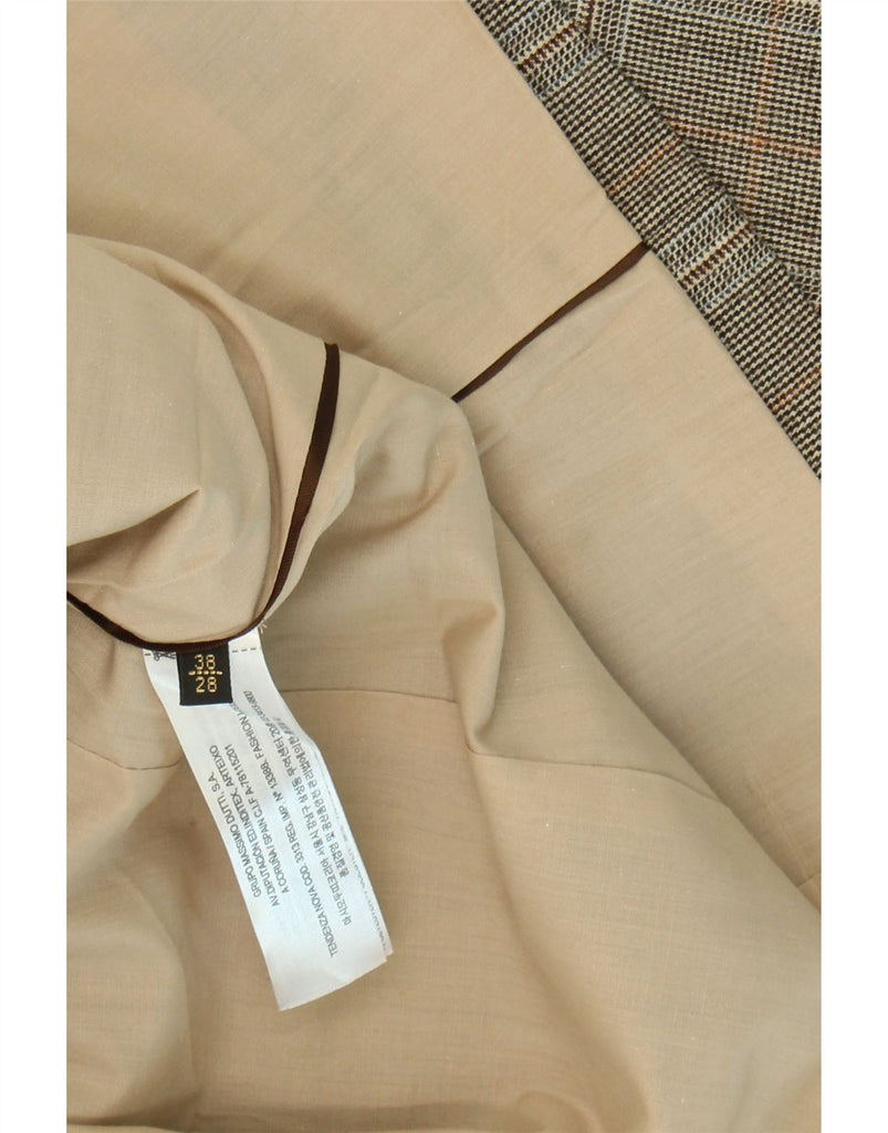 MASSIMO DUTTI Womens 1 Button Blazer Jacket EU 38 Small Grey Check Cotton Vintage Massimo Dutti and Second-Hand Massimo Dutti from Messina Hembry 