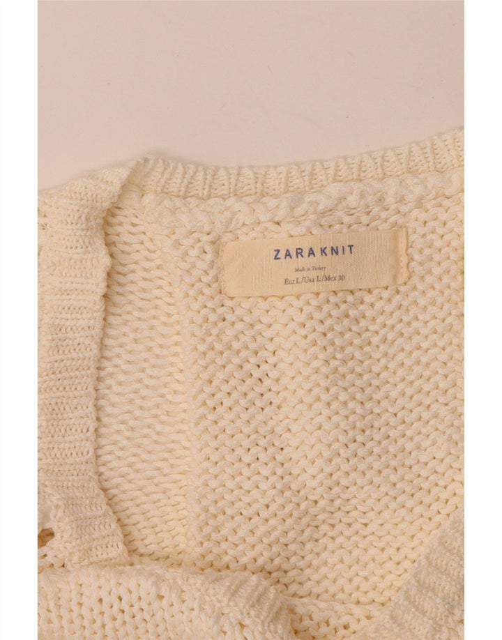 Zara Womens Boat Neck Jumper Sweater UK 16 Large White