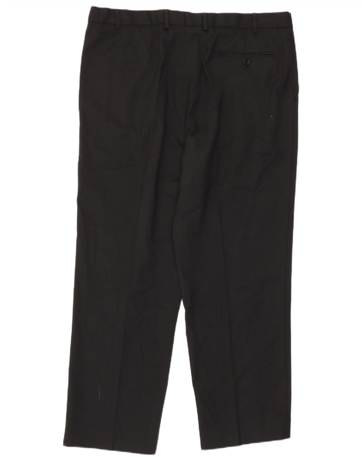 Marks & Spencer Mens Pegged Suit Trousers W38 L29 Black Polyester