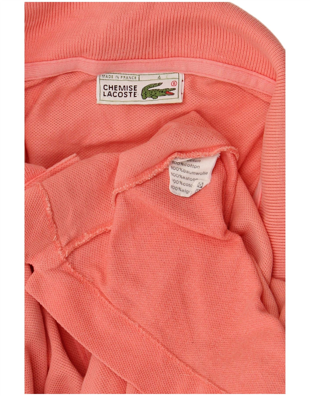 Lacoste Mens Polo Shirt Size 4 Medium Pink Cotton