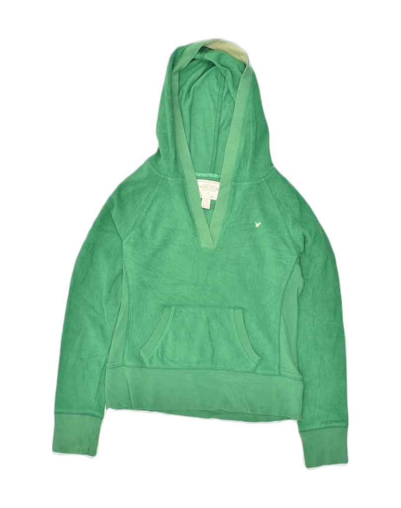 AMERICAN EAGLE Womens Fleece Hoodie Jumper UK 10 Small Green | Vintage American Eagle | Thrift | Second-Hand American Eagle | Used Clothing | Messina Hembry 