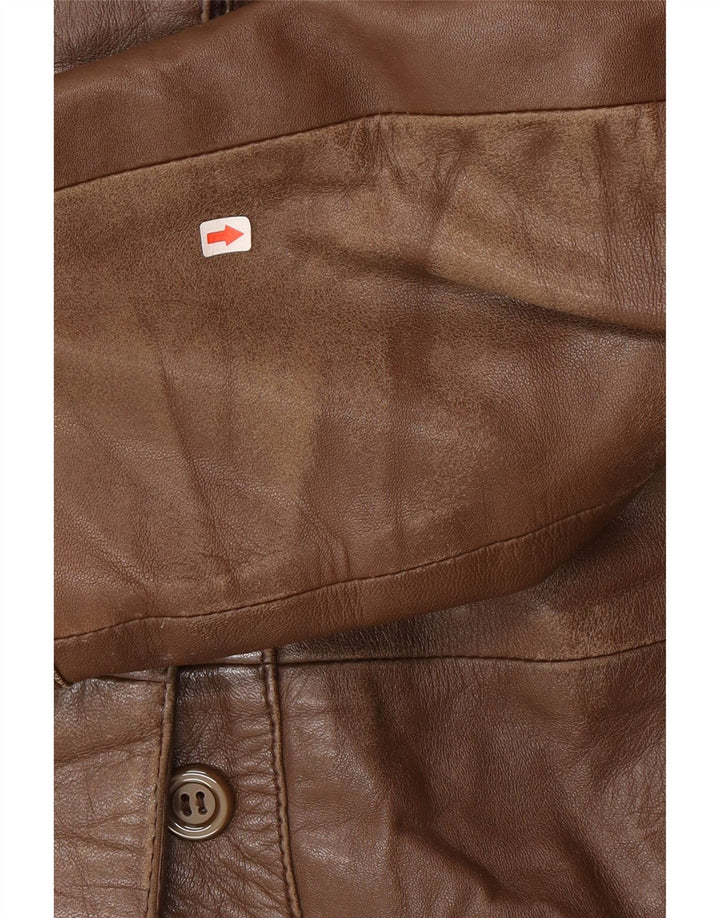 Vintage Womens Leather Coat IT 46 Large Brown Leather
