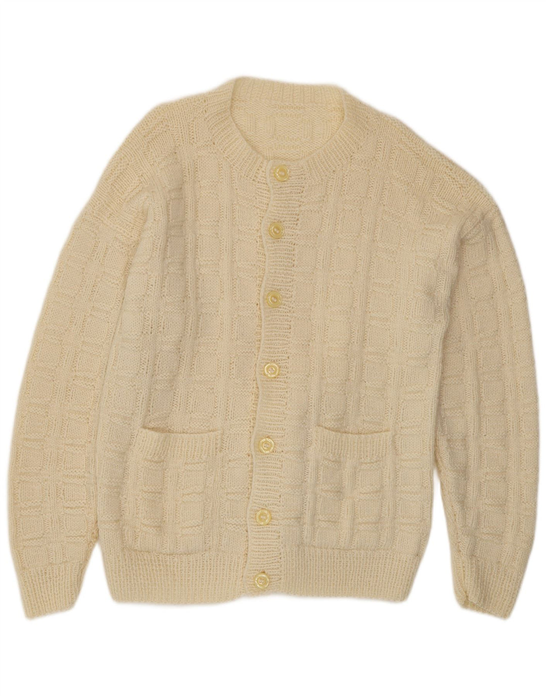 Vintage Mens Cardigan Sweater Large Beige