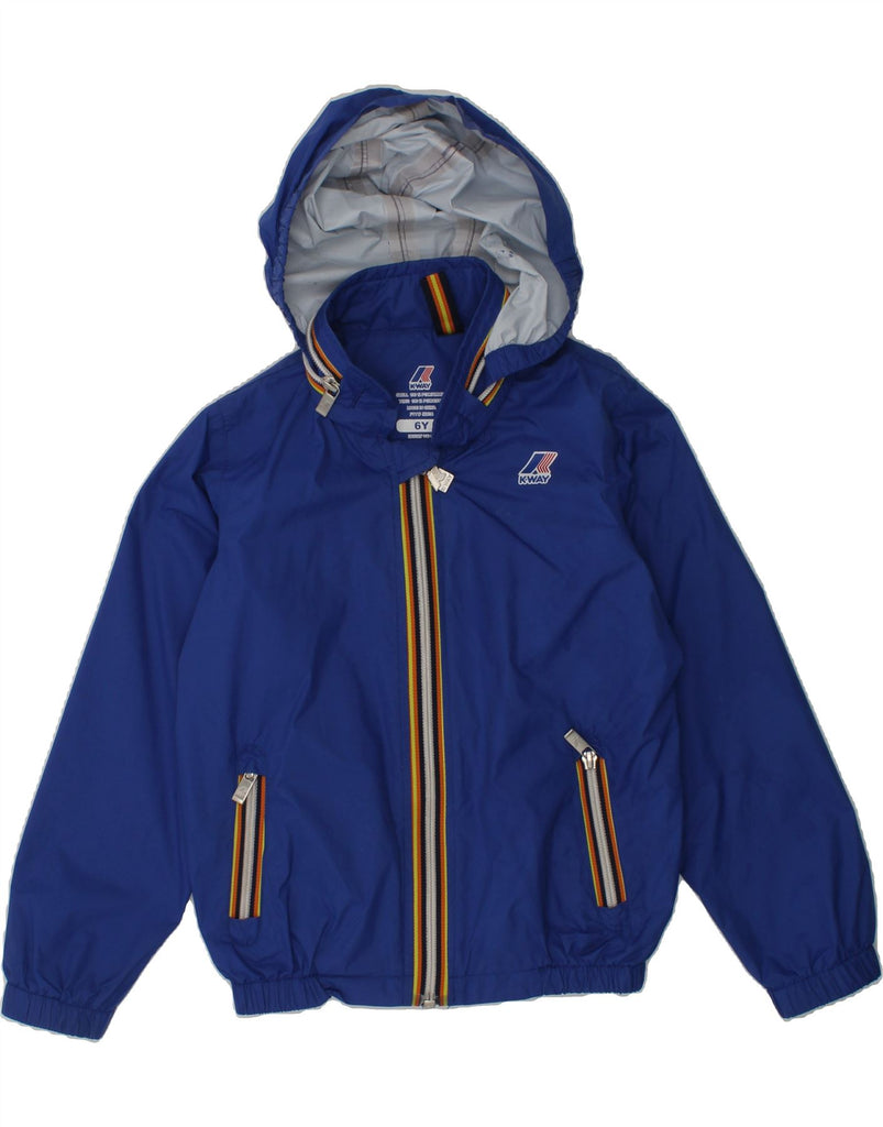 K-WAY Boys Hooded Rain Jacket 5-6 Years Blue Polyamide | Vintage K-Way | Thrift | Second-Hand K-Way | Used Clothing | Messina Hembry 