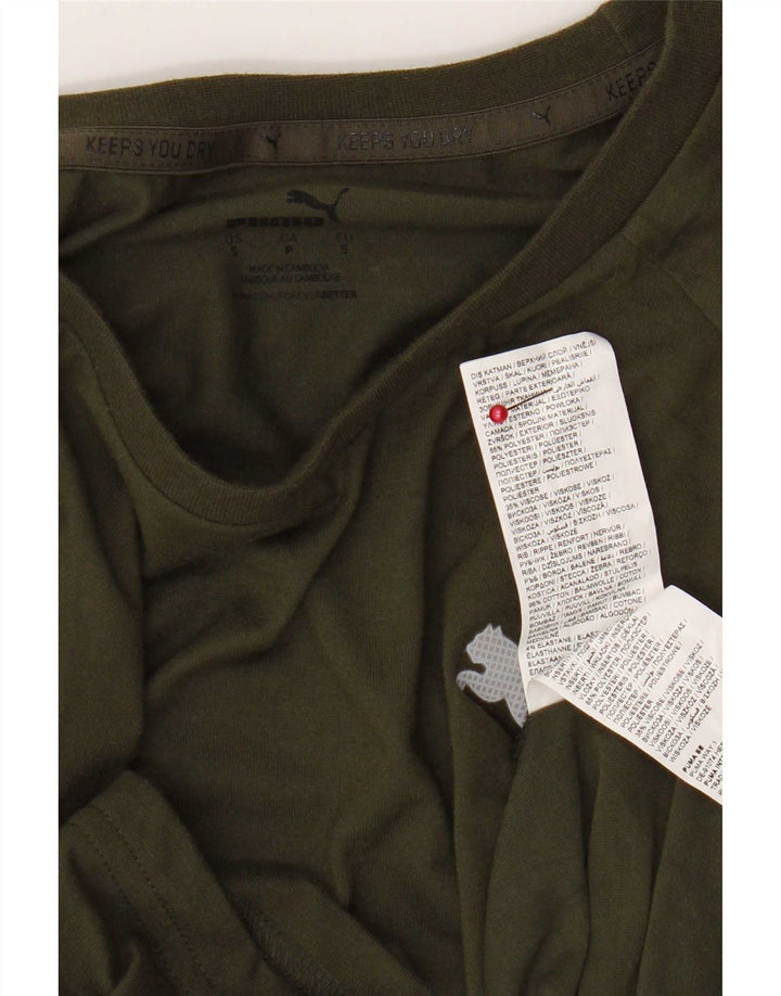 Puma Mens T-Shirt Top Small Khaki Colourblock Polyester