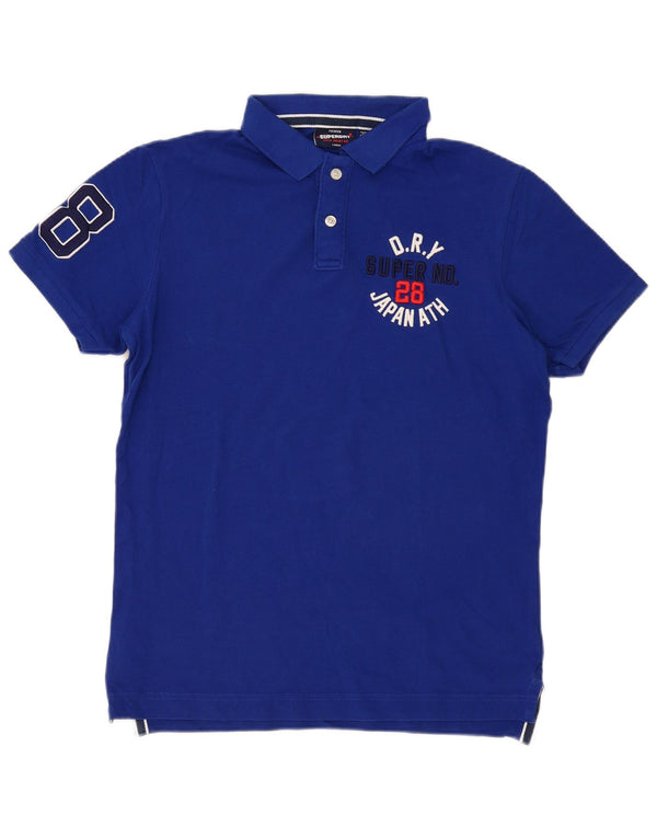Superdry Mens Graphic Polo Shirt Large Navy Blue Cotton